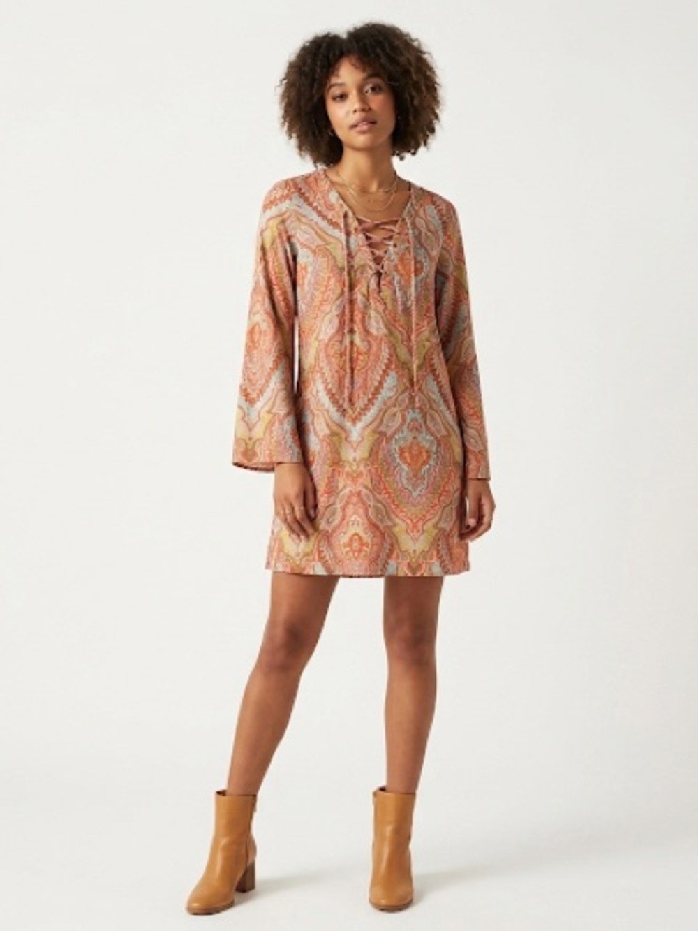Tommy Bahama Orange Paisley Lace Up Tunic Cover Up L